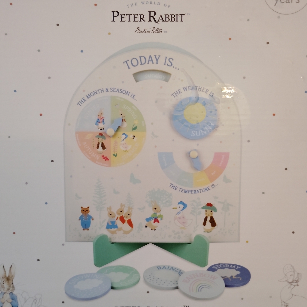 Peter Rabbit Weather Clock Wooden Toy Learning Educational Beatrix Potter - Picture 2 of 4